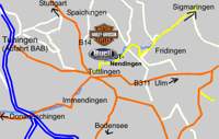 Anfahrt zu Motorrad-Matthies nach Tuttlingen-Nendingen