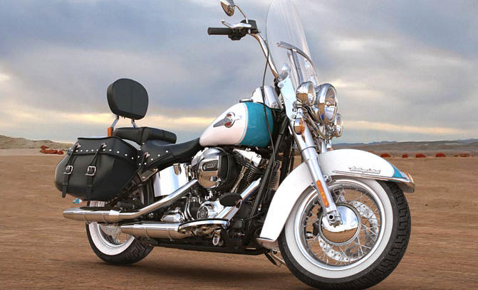 Softail Heritage Classic Modell 2016 in Crushed Ice Pearl & Frosted Teal Pearl 